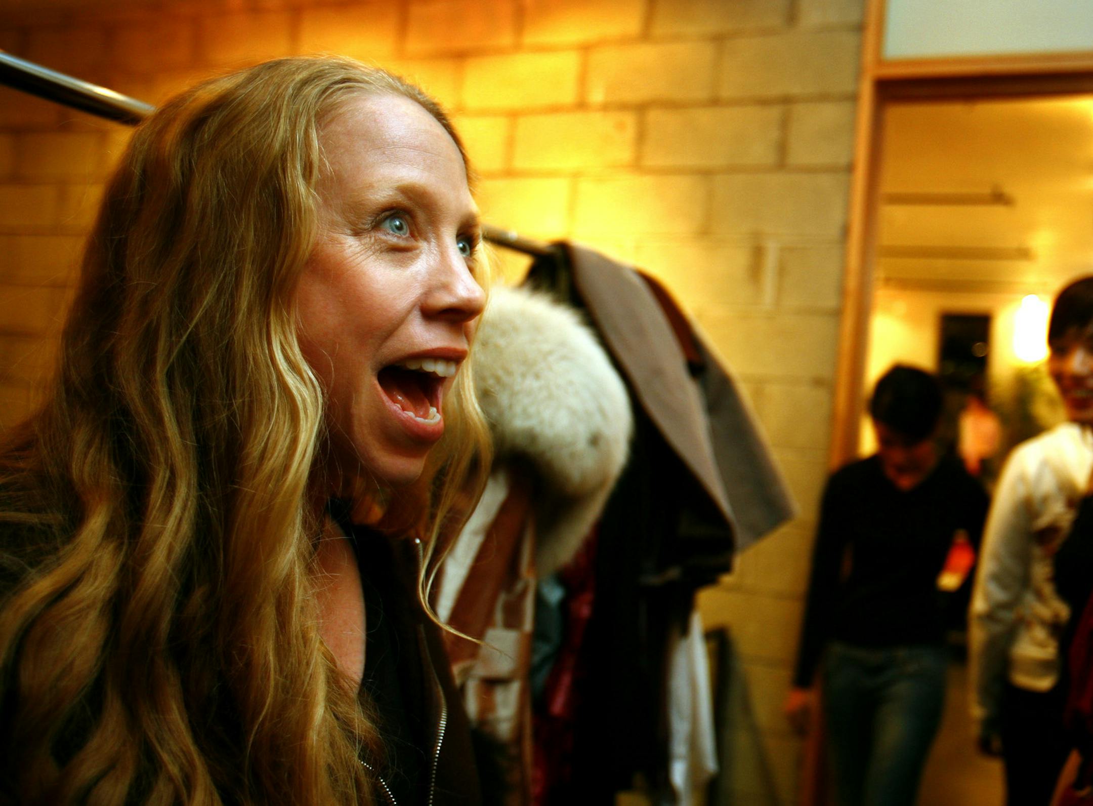 Joy Teiken lets off a little last minute steam after getting things set for her first official Fashion Week show during Fashion Week in New York City. PHOTO SPECIAL TO THE STAR TRIBUNE by Scott Lewis 917-386-4555 // See feature article Sunday March 11, 2007, Star Tribune, page E1. This photo did not run with that article. //