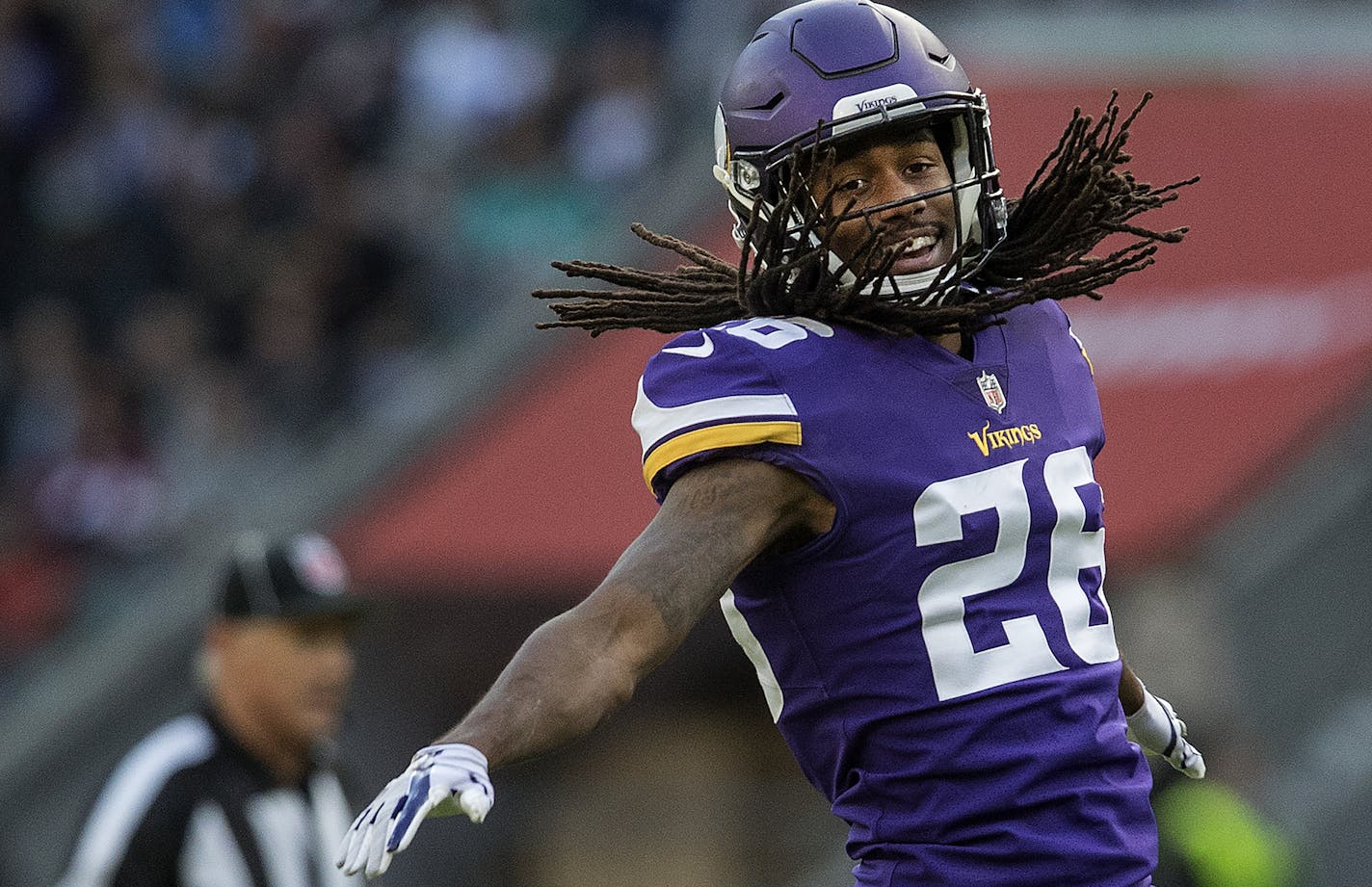 Minnesota Vikings cornerback Trae Waynes (26) reacted after breaking up a pass in the second quarter. ] CARLOS GONZALEZ &#xef; cgonzalez@startribune.com - October 29, 2017, London, England, UK, Twickenham Stadium, NFL, Minnesota Vikings vs. Cleveland Browns,