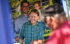 Republican gubernatorial hopeful Matt Dean talked with fairgoers at the Minnesota State Fair this year. On Saturday, Dean finished first in a straw po