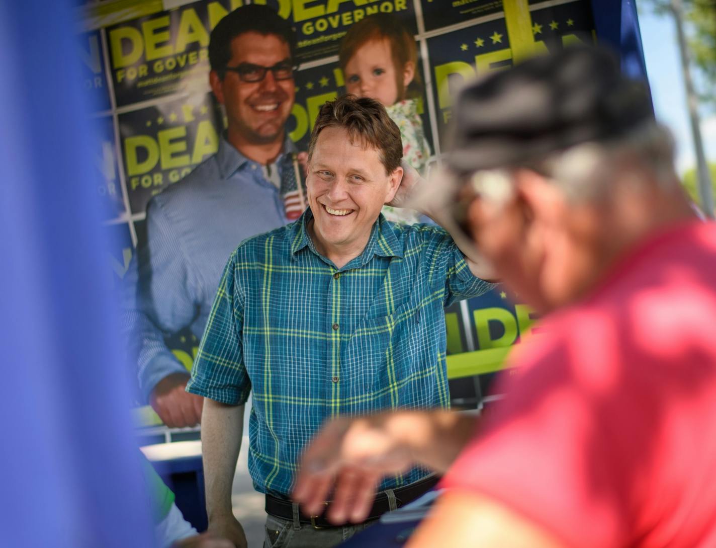 Republican gubernatorial hopeful Matt Dean talked with fairgoers at the Minnesota State Fair this year. On Saturday, Dean finished first in a straw poll among GOP governor hopefuls.