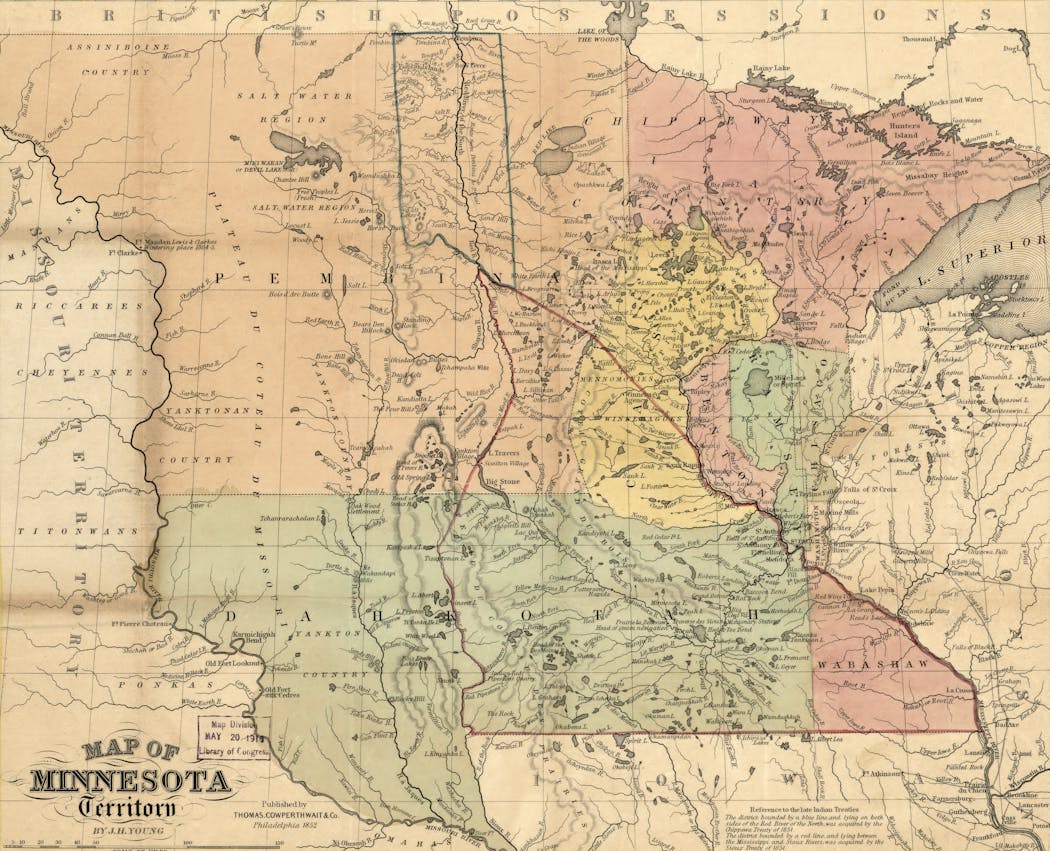 An 1852 map of the Minnesota Territory.