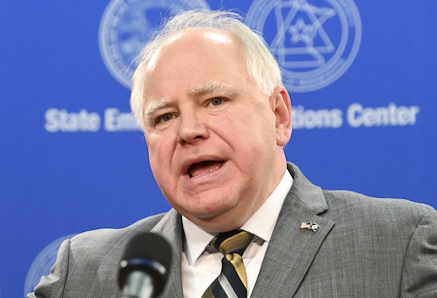 Minnesota Gov. Tim Walz speaks at a news conference concerning the new coronavirus, Thursday, April 23, 2020, in St. Paul, Minn. (Aaron Lavinsky/Star Tribune via AP, Pool)