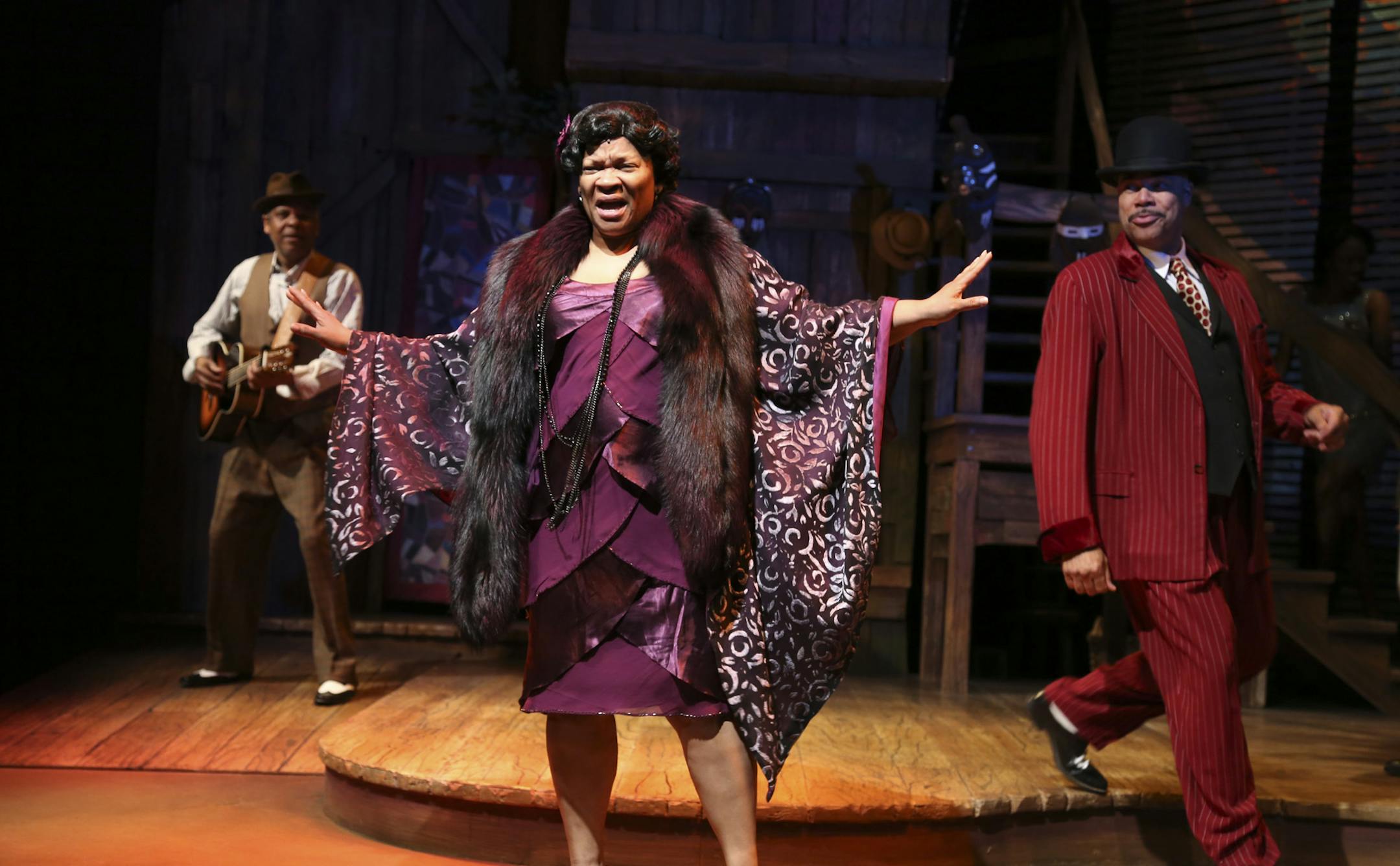 Jevetta Steele plays Blues Speak Woman, with Dennis Spears, left, and T. Mychael Rambo in “Spunk” at Penumbra Theatre.
