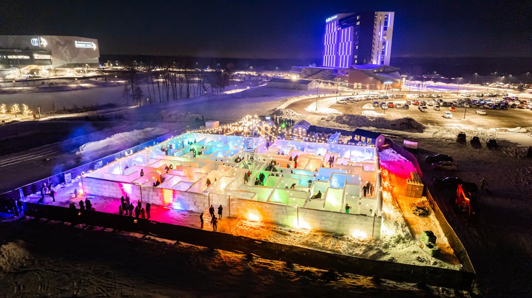 The ice maze in Eagan, shown here in January, will be inside the open-air TCO Stadium in 2024. 