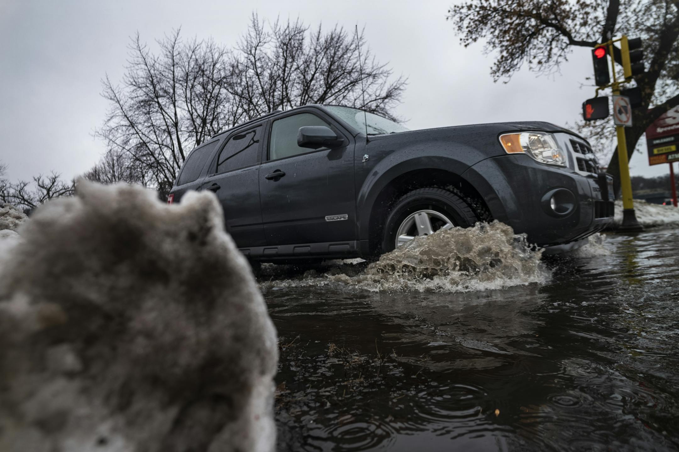Heavy rains flooded the intersection between Cedar Avenue and Minnehaha Parkway in Minneapolis on Thursday.