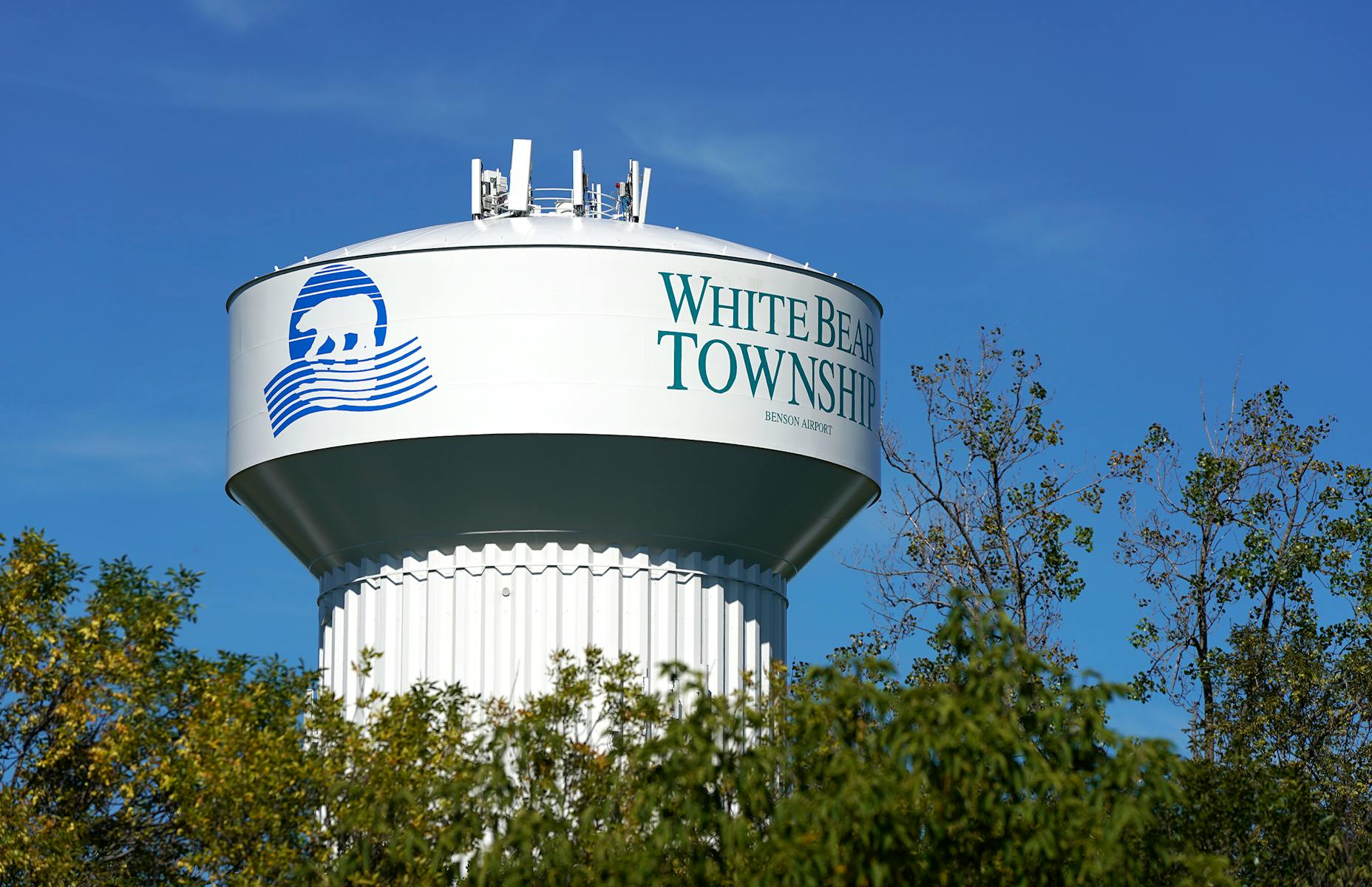 The White Bear Township water tower is seen from Bald Eagle Lake Recreation Area. BACKGROUND INFORMATION: Bald Eagle Lake Recreation Area, part of Bal