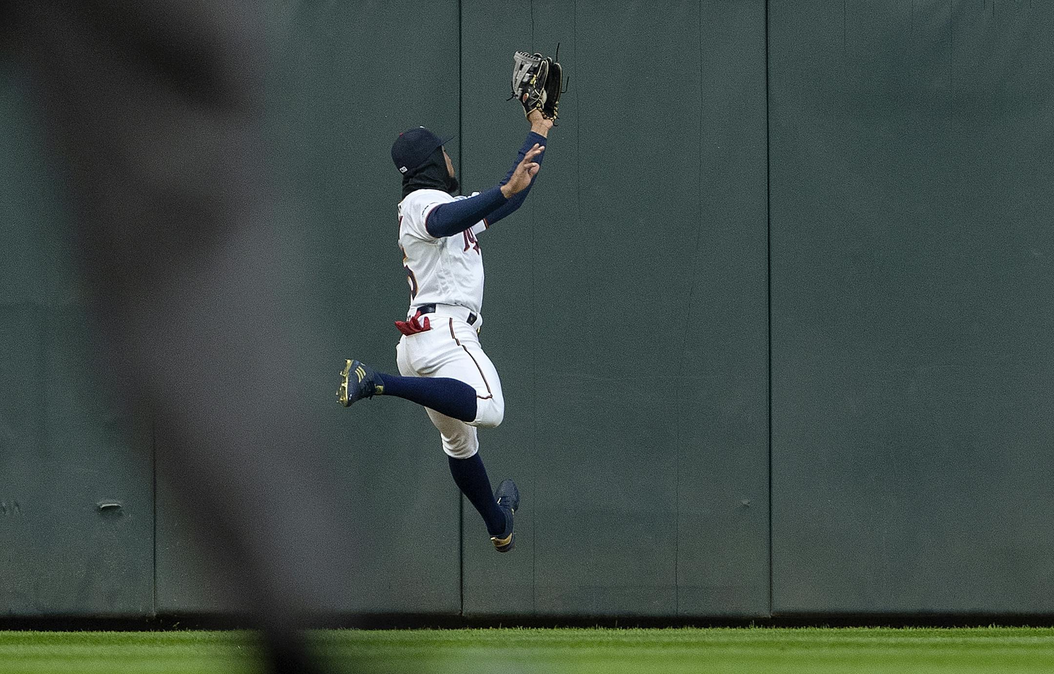 Minnesota Twins centerfielder caught a flyball hit by Alex Bregman in the first inning.