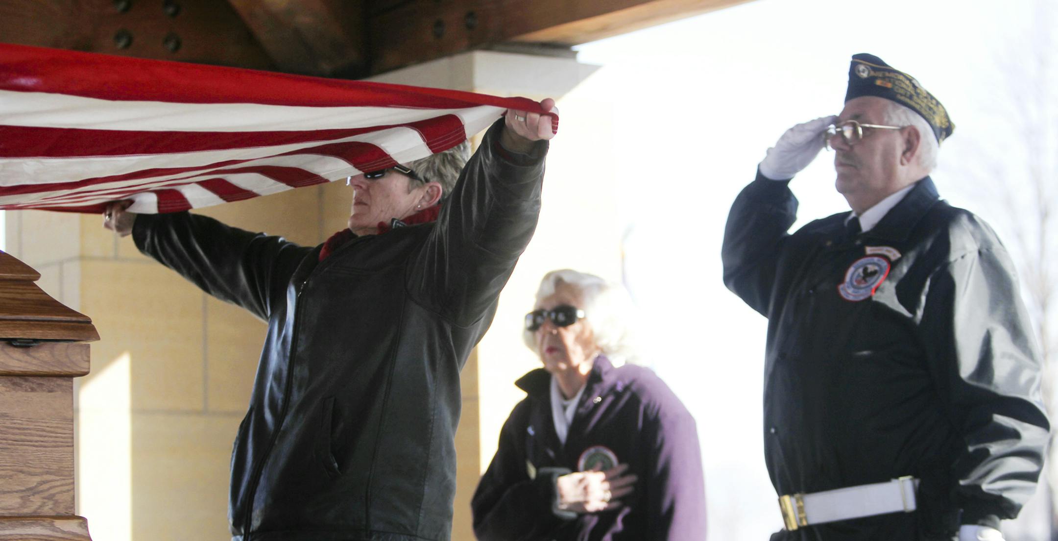 Minneapolis Police officer and Honor Guard member Lisa Davis demonstrated how the department folds a flag for a police funeral. Members of the Minnesota National Guard Military Funeral Honor Guard Team trained with members of the Minneapolis Police Department Honor Guard Wednesday, March 27, 2013, at Fort Snelling Cemetery in Bloomington, MN.] (DAVID JOLES/STARTRIBUNE) djoles@startribune.com There's one thing that's a growth industry in the military: funerals. The Military Funeral Honor Guard Te