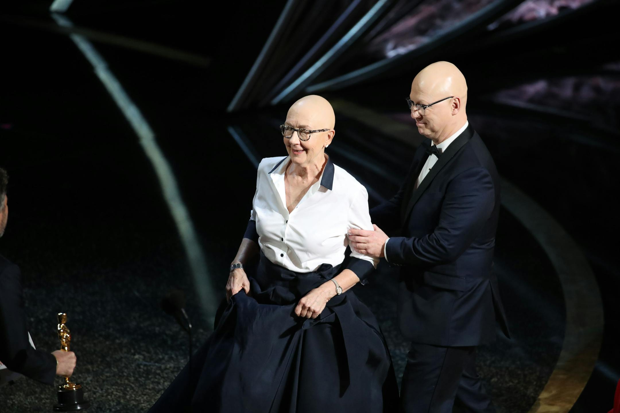 Julia Reichert and Steven Bognar after winning best feature documentary for "American Factory" during the 92nd annual Academy Awards at the Dolby Theater in Los Angeles, Feb. 9, 2020.