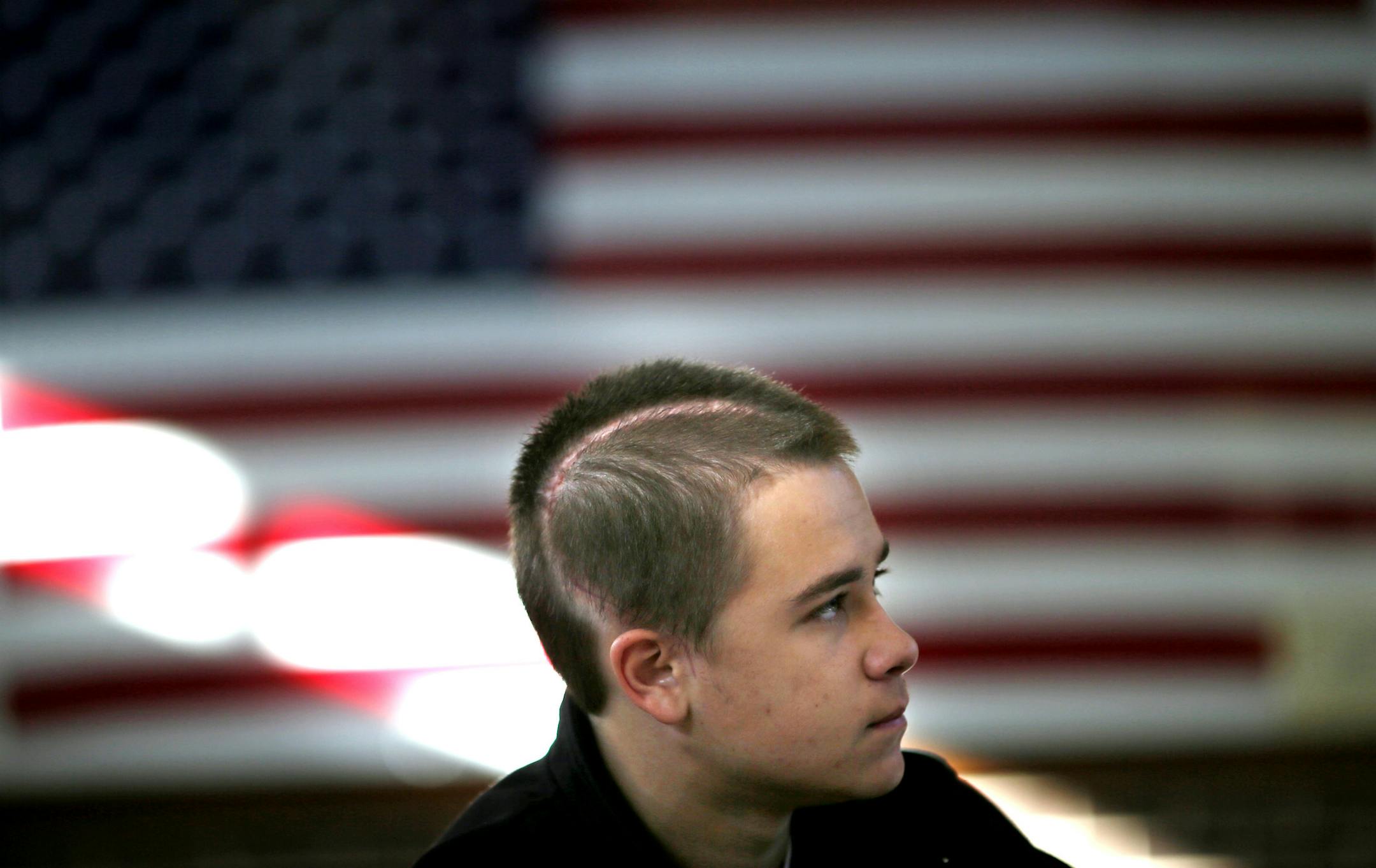Luke Nelson suffered a brain injury while playing football for Dassel -Cokato high school, now he is back at school for just half day sessions Wednesday November 6, 2013 in Dassel , MN. ] JERRY HOLT ‚Ä¢ jerry.holt@startribune.com