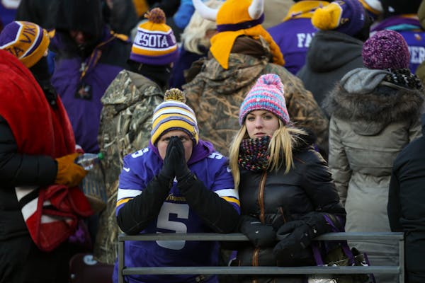Disappointed Vikings fans lingered in the stands after the last-second loss to Seattle on Sunday afternoon.