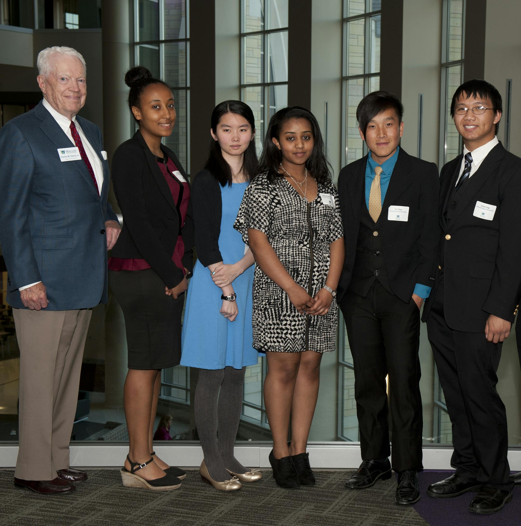 Chuck Denny (left), retired chairman of Wallin Education Partners, which has helped nearly 4,000 low-income Twin Cities students make it through college thanks to $44 million in private support and mentoring services. Denny, 85, has spent 25 years as a hands-on volunteer and nonprofit board member since he retired from corporate life in 1991.