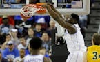 Duke's Zion Williamson dunks against North Dakota State in the first half during the first round of the NCAA Tournament at Colonial Life Arena in Colu