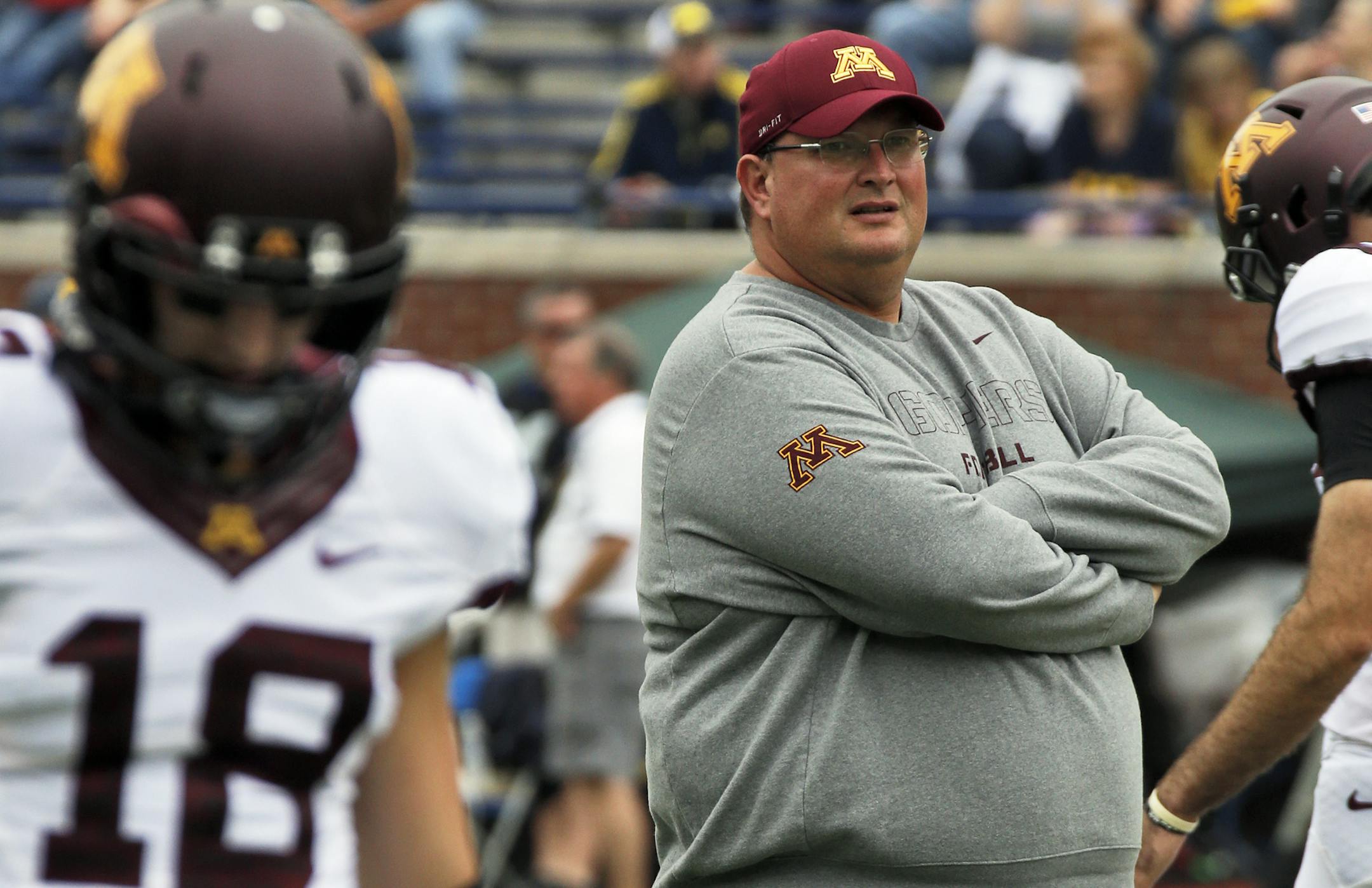 Tracy Claeys during his first stint filling in for Jerry Kill in 2013.