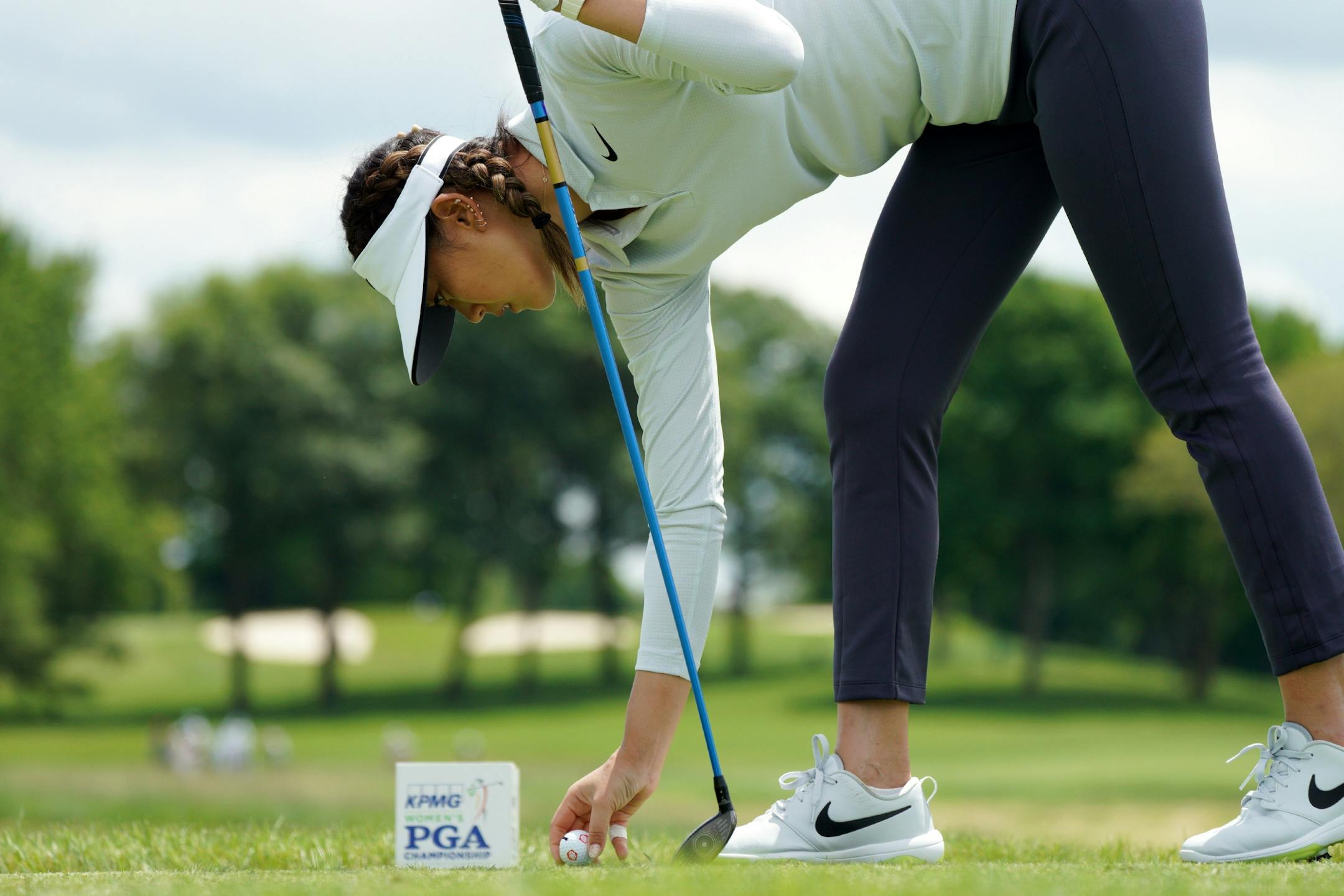 Michelle Wie set her ball on the 2nd hole tee box Tuesday afternoon.