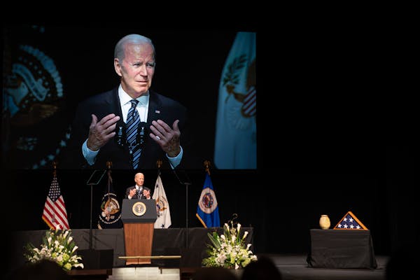President Joe Biden spoke during a memorial service for former Vice President Walter Mondale.